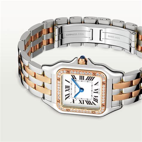 panthère de cartier watch silver & rose gold with diamonds|cartier panthere watch stainless steel.